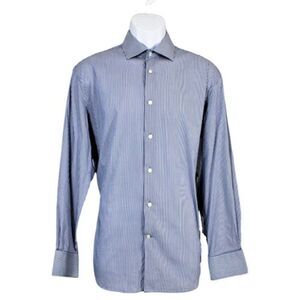 Shirt Long Sleeve Dress Pinstripe Regular Fit Blue John Varvatos Men's Size Lg